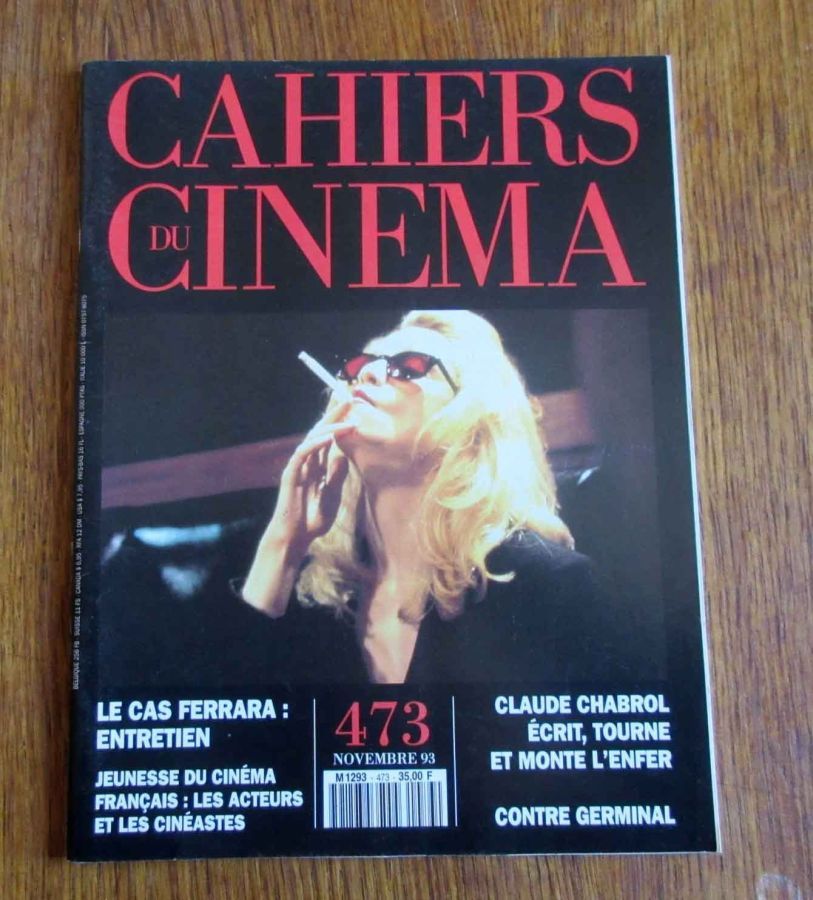 CAHIERS DU CINEMA magazine side cover Issue 473 November 1993