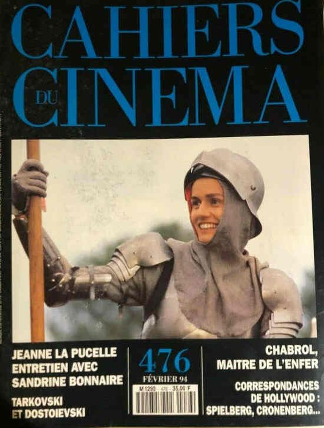 CAHIERS DU CINEMA magazine side cover Issue 476 February 1994