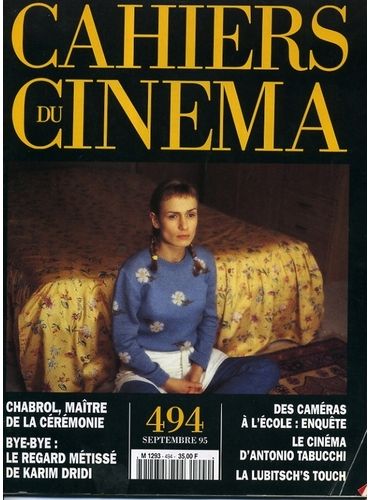 CAHIERS DU CINEMA magazine side cover Issue 494 September 1995