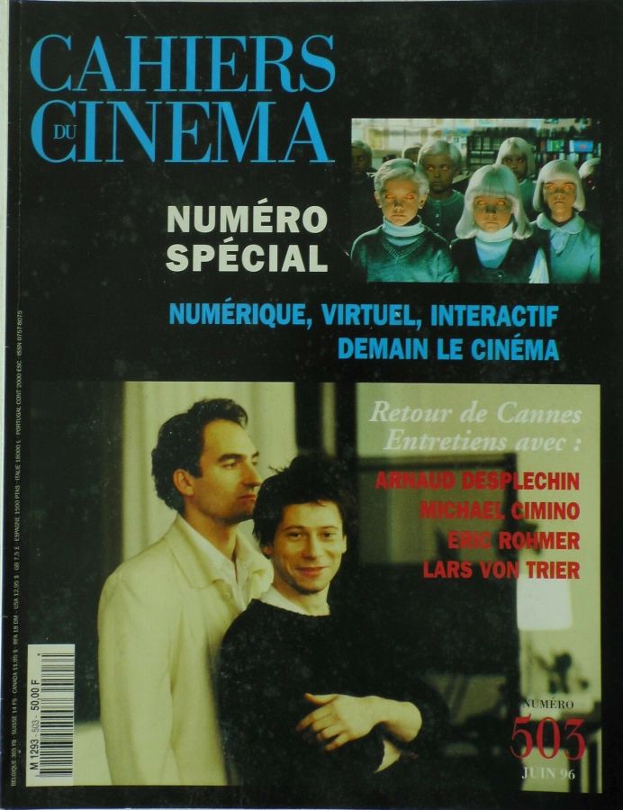 CAHIERS DU CINEMA magazine side cover Issue 503 June 1996