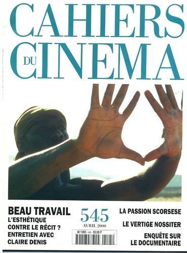 CAHIERS DU CINEMA magazine side cover Issue 545 April 2000
