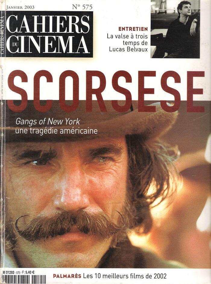 CAHIERS DU CINEMA magazine side cover Issue 575 January 2003
