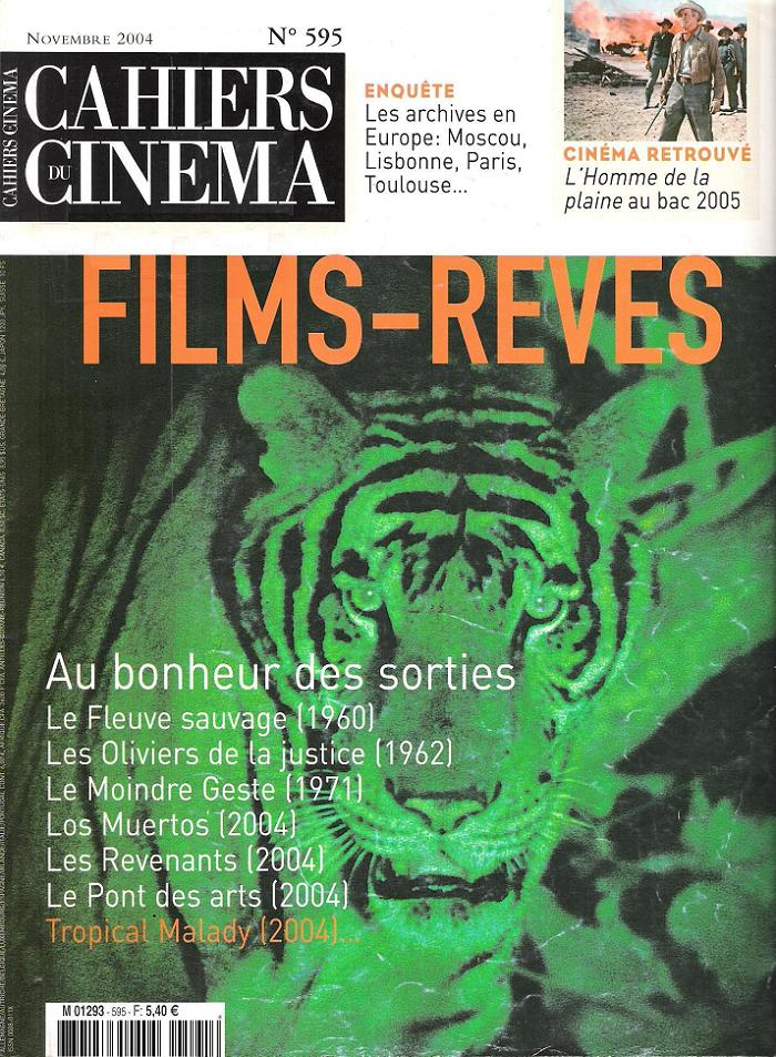 CAHIERS DU CINEMA magazine side cover Issue 595 November 2004