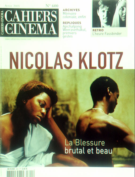 CAHIERS DU CINEMA magazine side cover Issue 600 April 2005