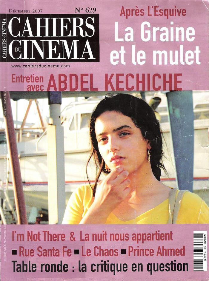 CAHIERS DU CINEMA magazine side cover Issue 629 December 2007