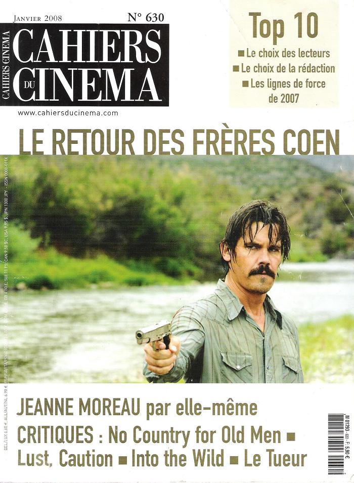 CAHIERS DU CINEMA magazine side cover Issue 630 January 2008