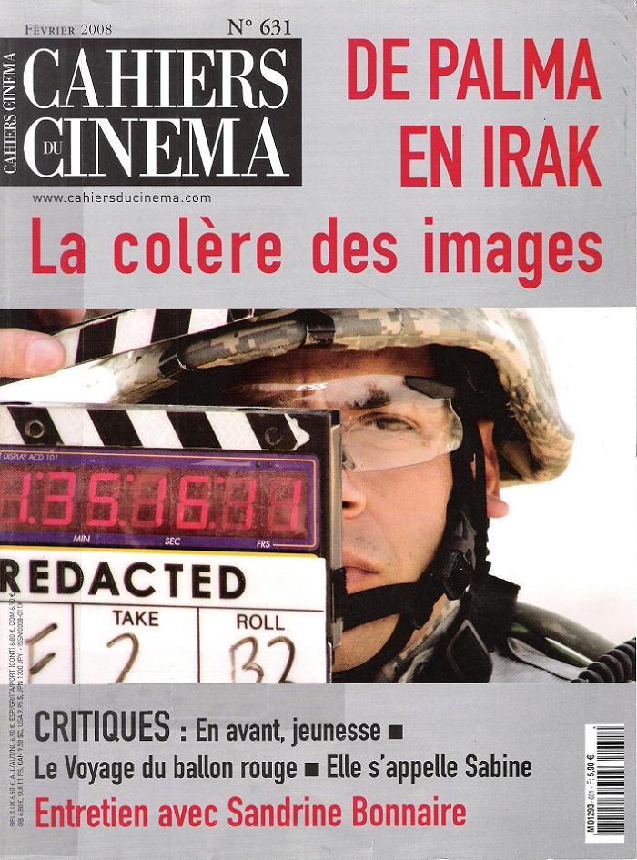 CAHIERS DU CINEMA magazine side cover Issue 631 February 2008