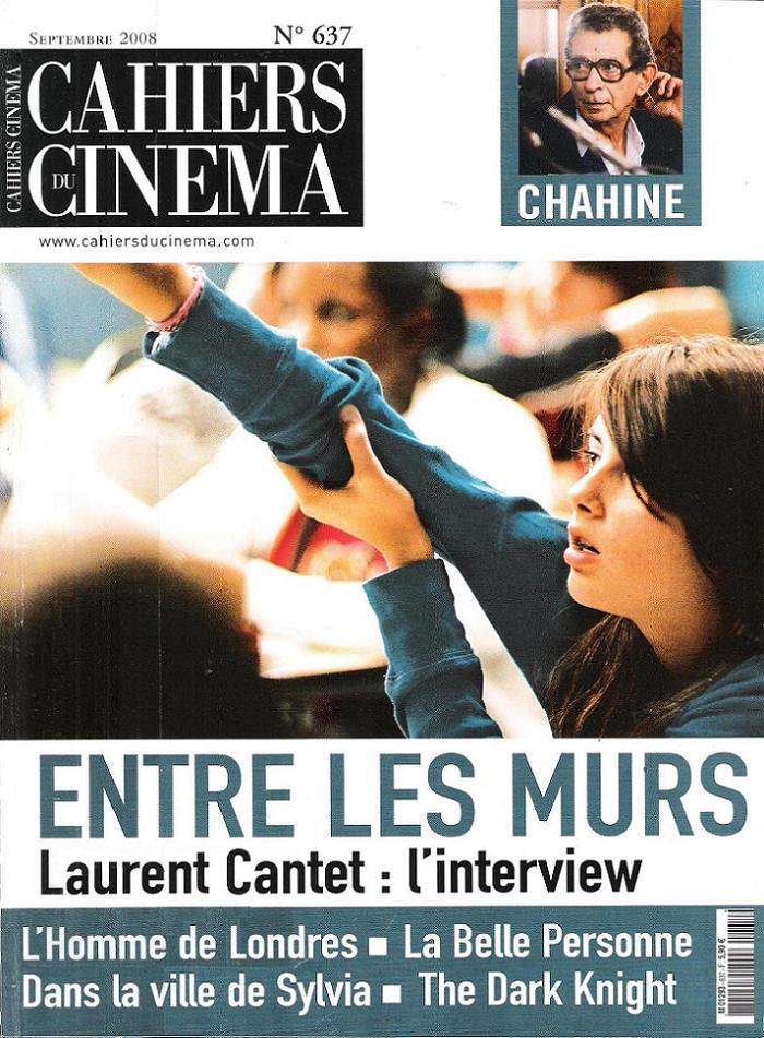 CAHIERS DU CINEMA magazine side cover Issue 637 September 2008
