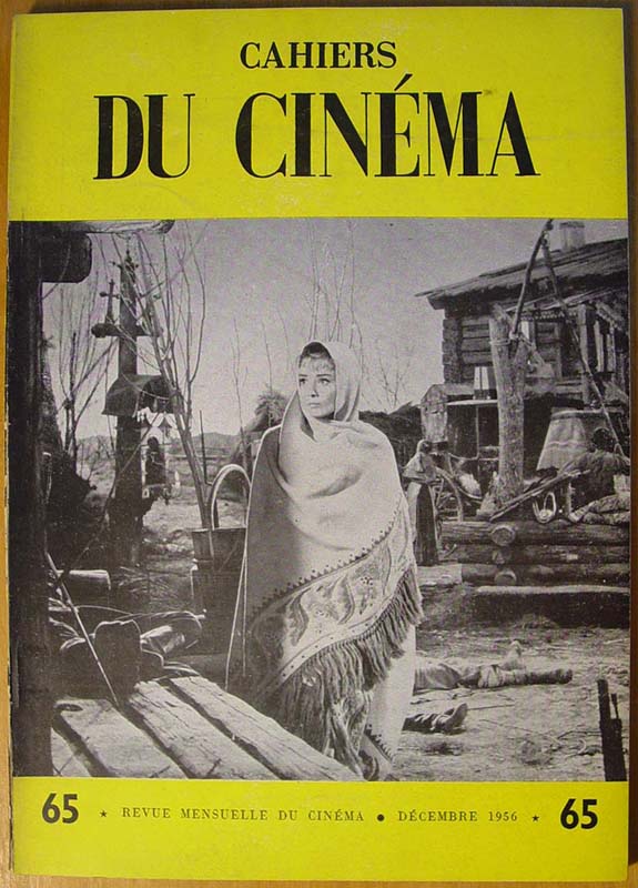 CAHIERS DU CINEMA magazine side cover Issue 65 December 1956
