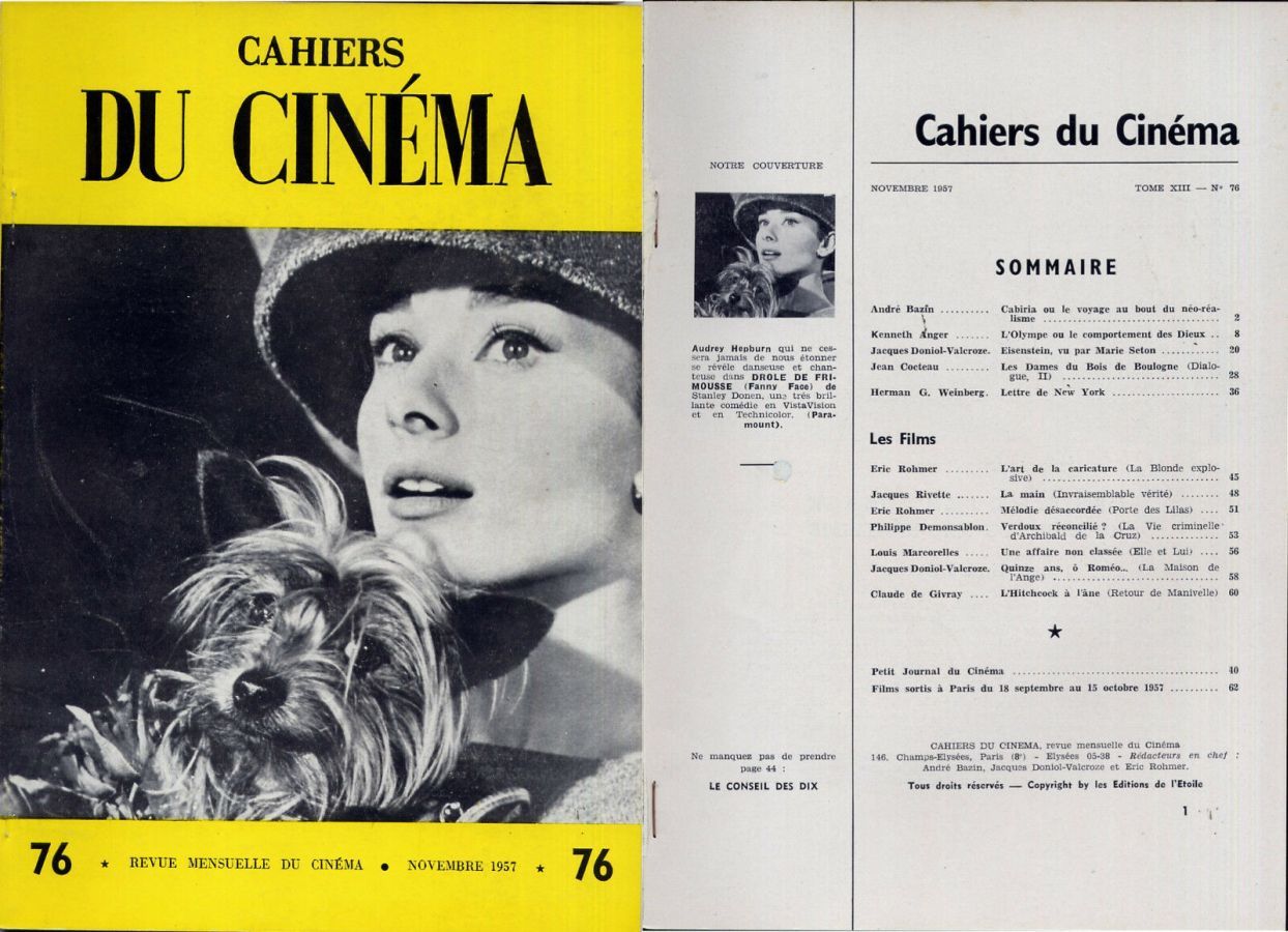 CAHIERS DU CINEMA magazine side cover Issue 76  1957