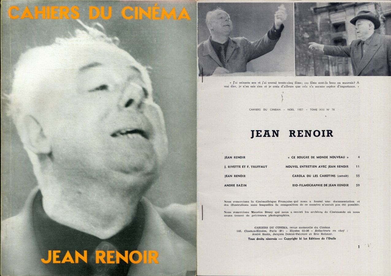 CAHIERS DU CINEMA magazine side cover Issue 78 December 1957