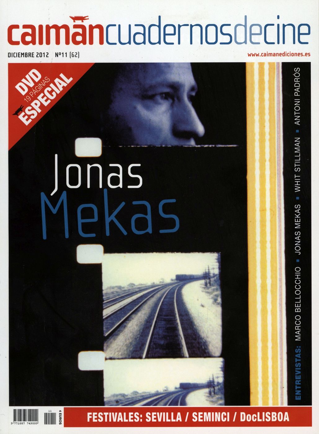 CAIMAN CUADERNOS DE CINE magazine side cover Issue 62 December 2012