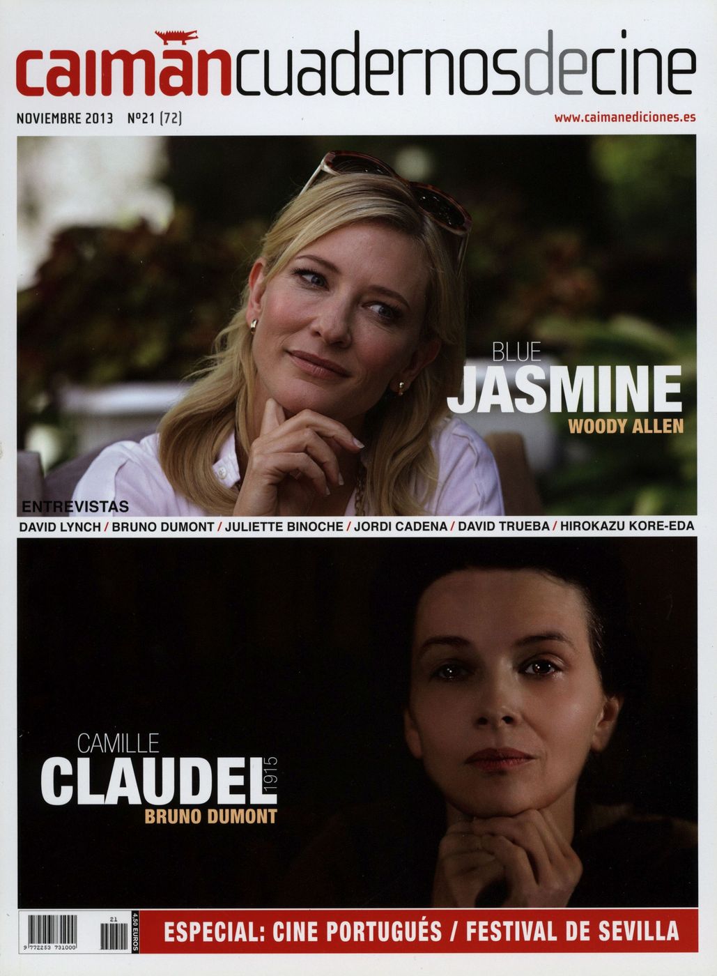 CAIMAN CUADERNOS DE CINE magazine side cover Issue 72 November 2013