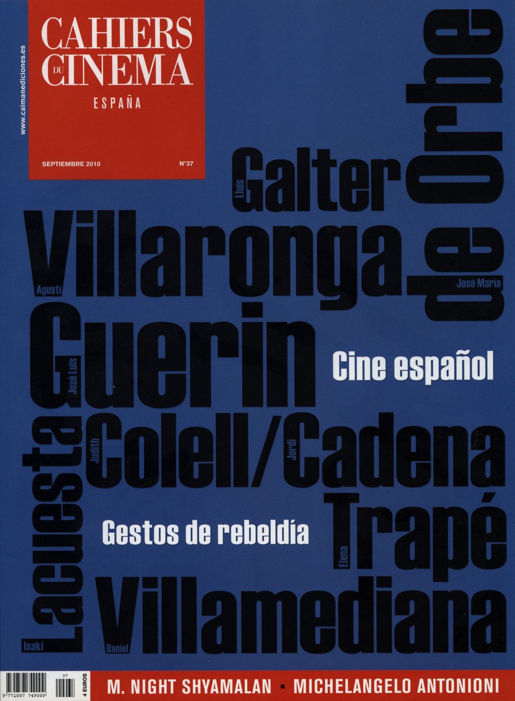 CAIMAN CUADERNOS DE CINE magazine side cover Issue 37 September 2010