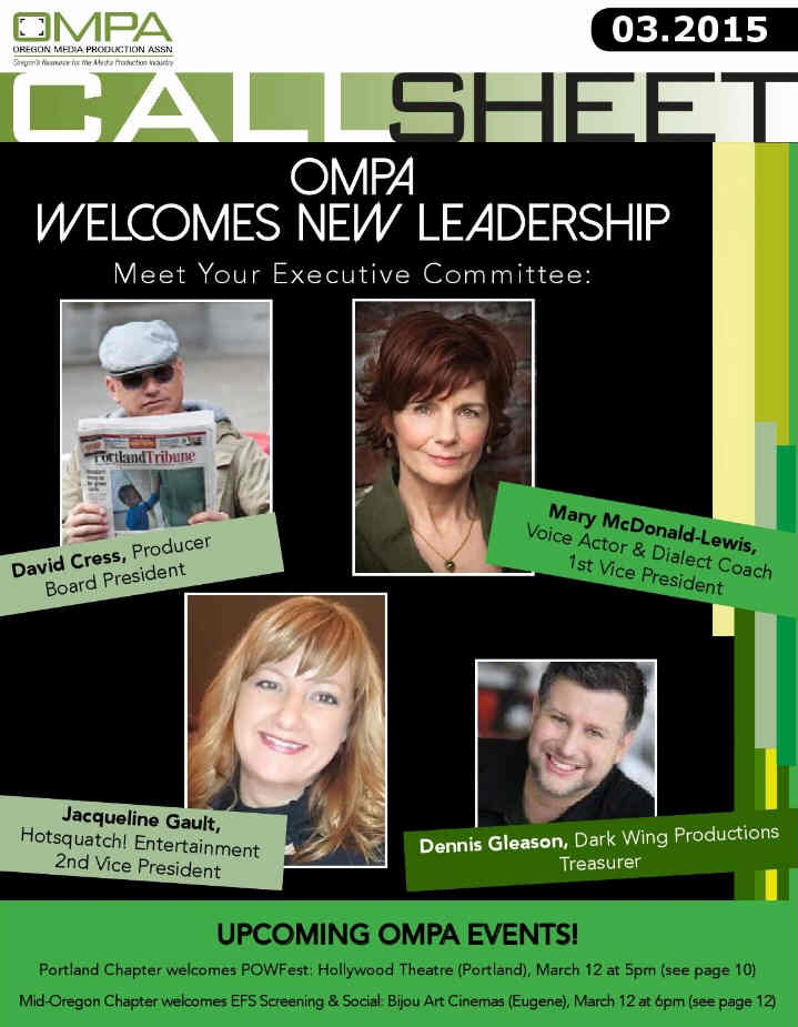 O.M.P.A. CALLSHEET magazine side cover March 2015