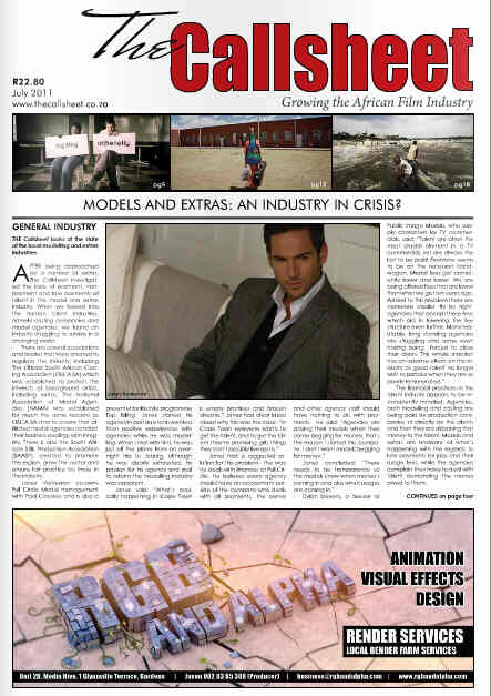 CALLSHEET magazine side cover July 2011
