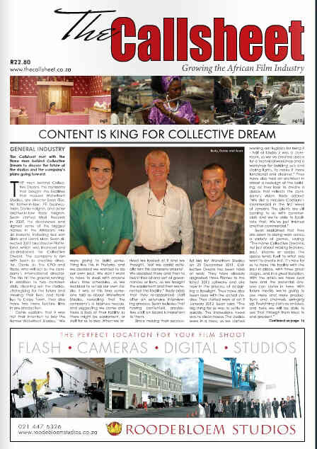 CALLSHEET magazine side cover February 2012