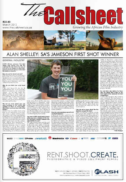 CALLSHEET magazine side cover March 2012