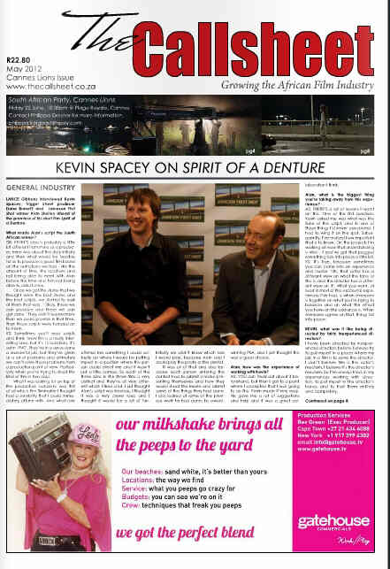 CALLSHEET magazine side cover May 2012