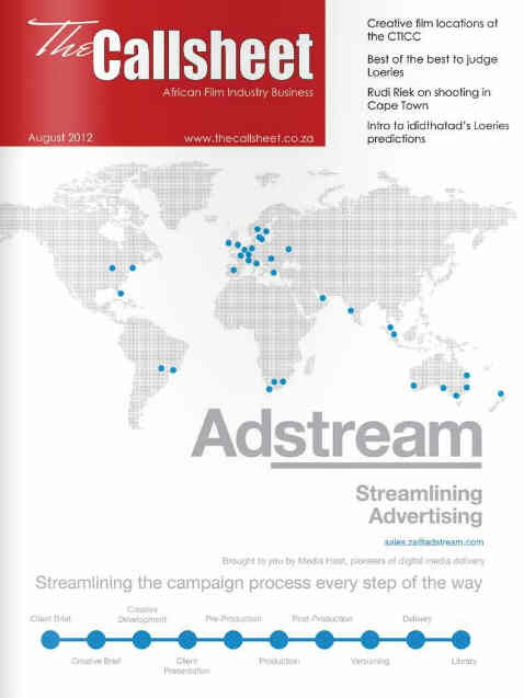 CALLSHEET magazine side cover August 2012
