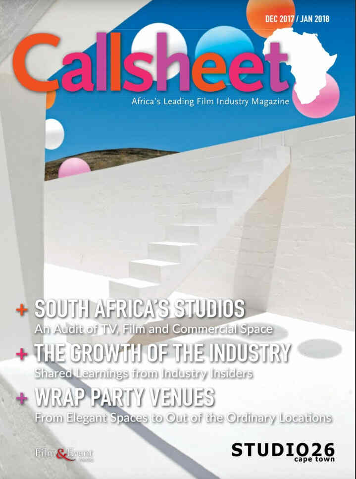 CALLSHEET magazine side cover  December 2017/ January 2018 