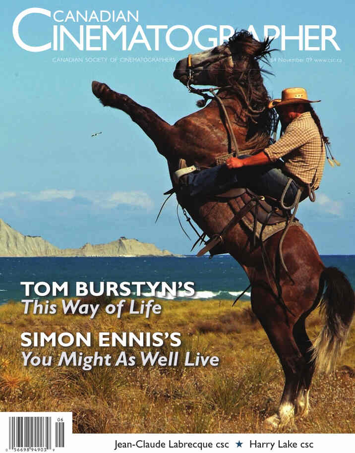 CANADIAN CINEMATOGRAPHER magazine side cover November 2009