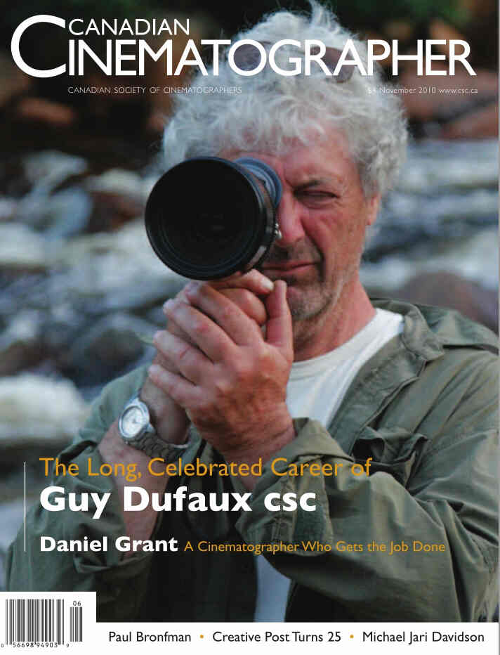 CANADIAN CINEMATOGRAPHER magazine side cover November 2010