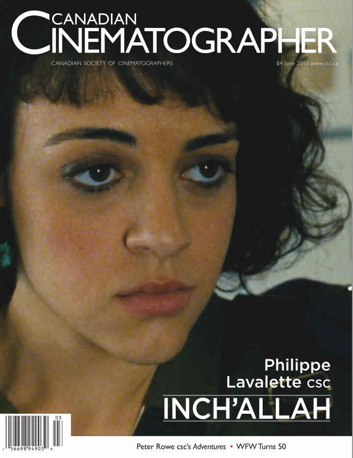 CANADIAN CINEMATOGRAPHER magazine side cover June 2013