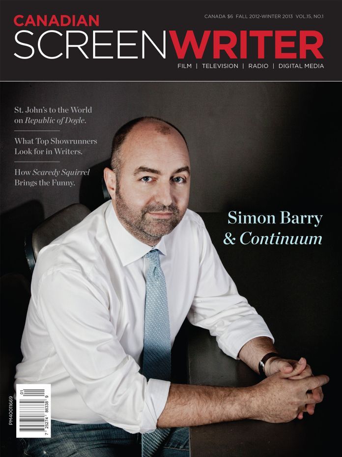CANADIAN SCREENWRITER magazine side cover Fall 2012