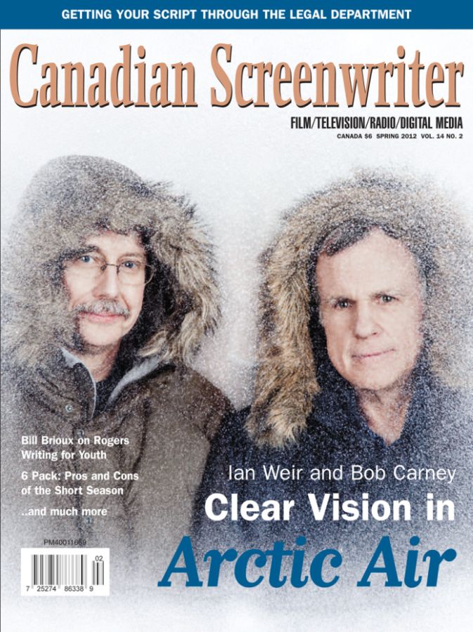 CANADIAN SCREENWRITER magazine side cover Spring 2012