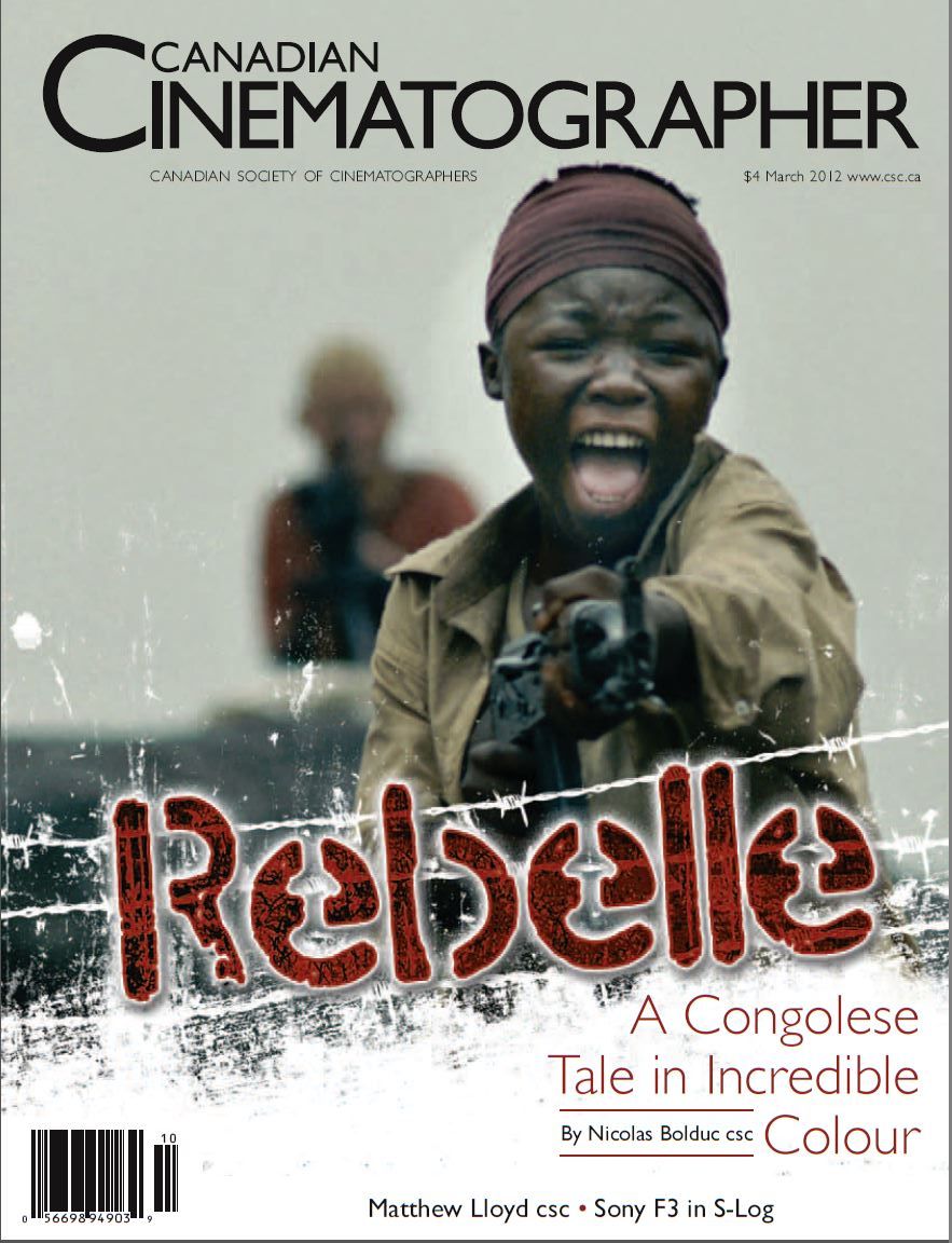 CANADIAN CINEMATOGRAPHER magazine side cover March 2012