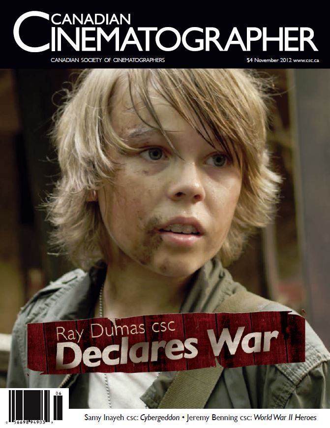 CANADIAN CINEMATOGRAPHER magazine side cover November 2012