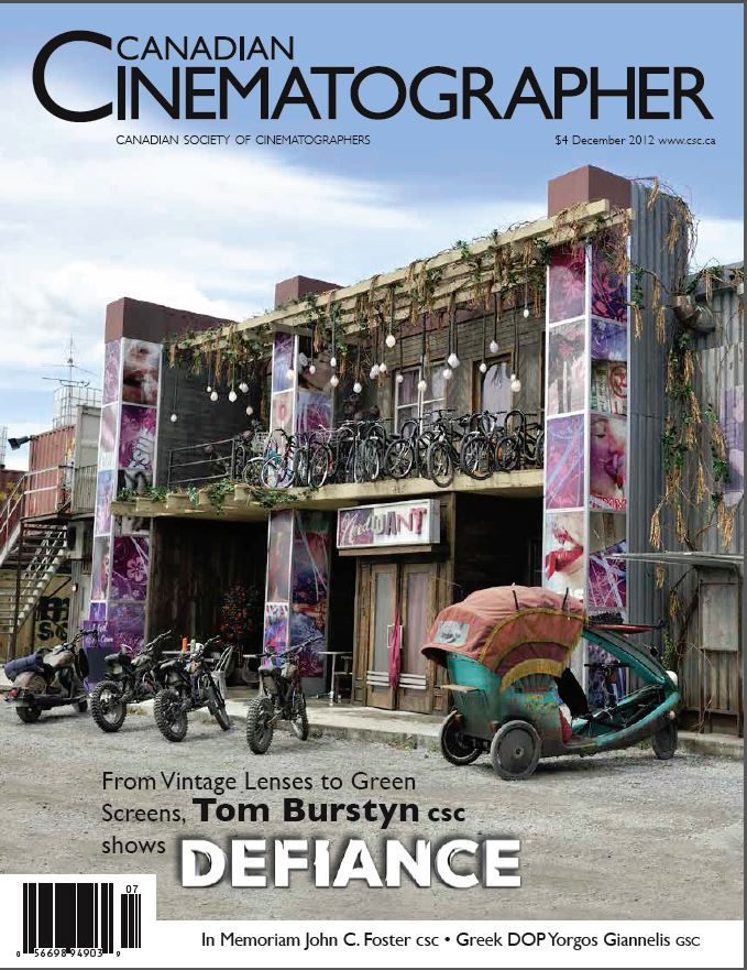 CANADIAN CINEMATOGRAPHER magazine side cover December 2012
