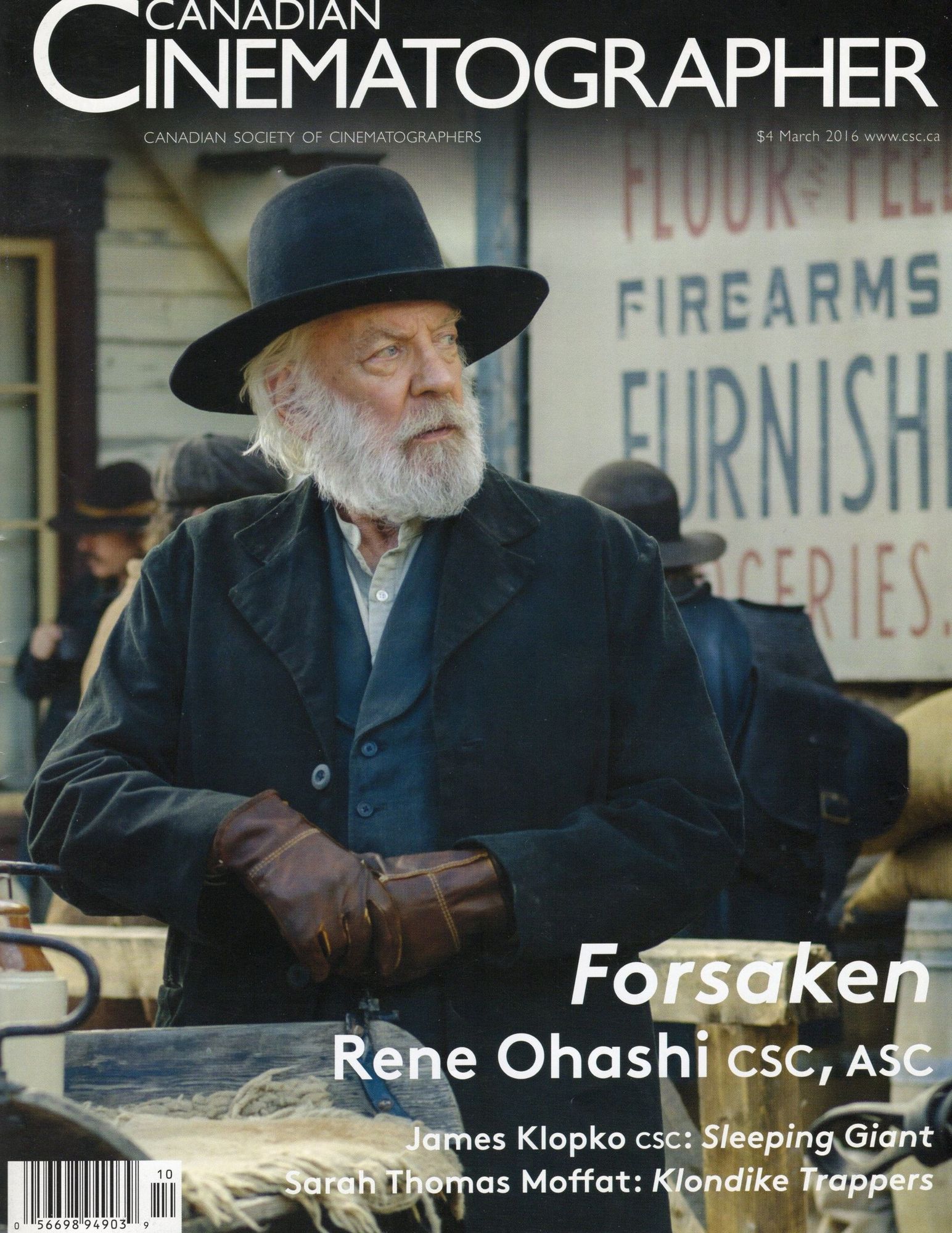 CANADIAN CINEMATOGRAPHER magazine side cover March 2016