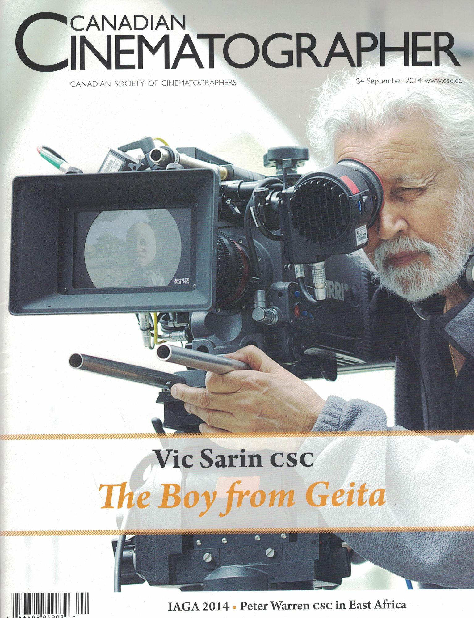 CANADIAN CINEMATOGRAPHER magazine side cover  Vol 6 No  4  September 2014