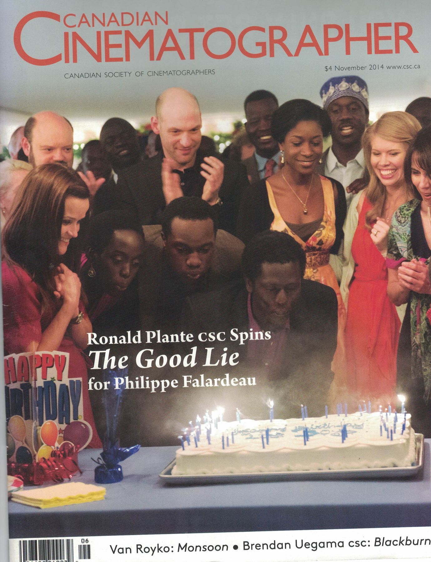 CANADIAN CINEMATOGRAPHER magazine side cover  Vol 6 No  6  November 2014