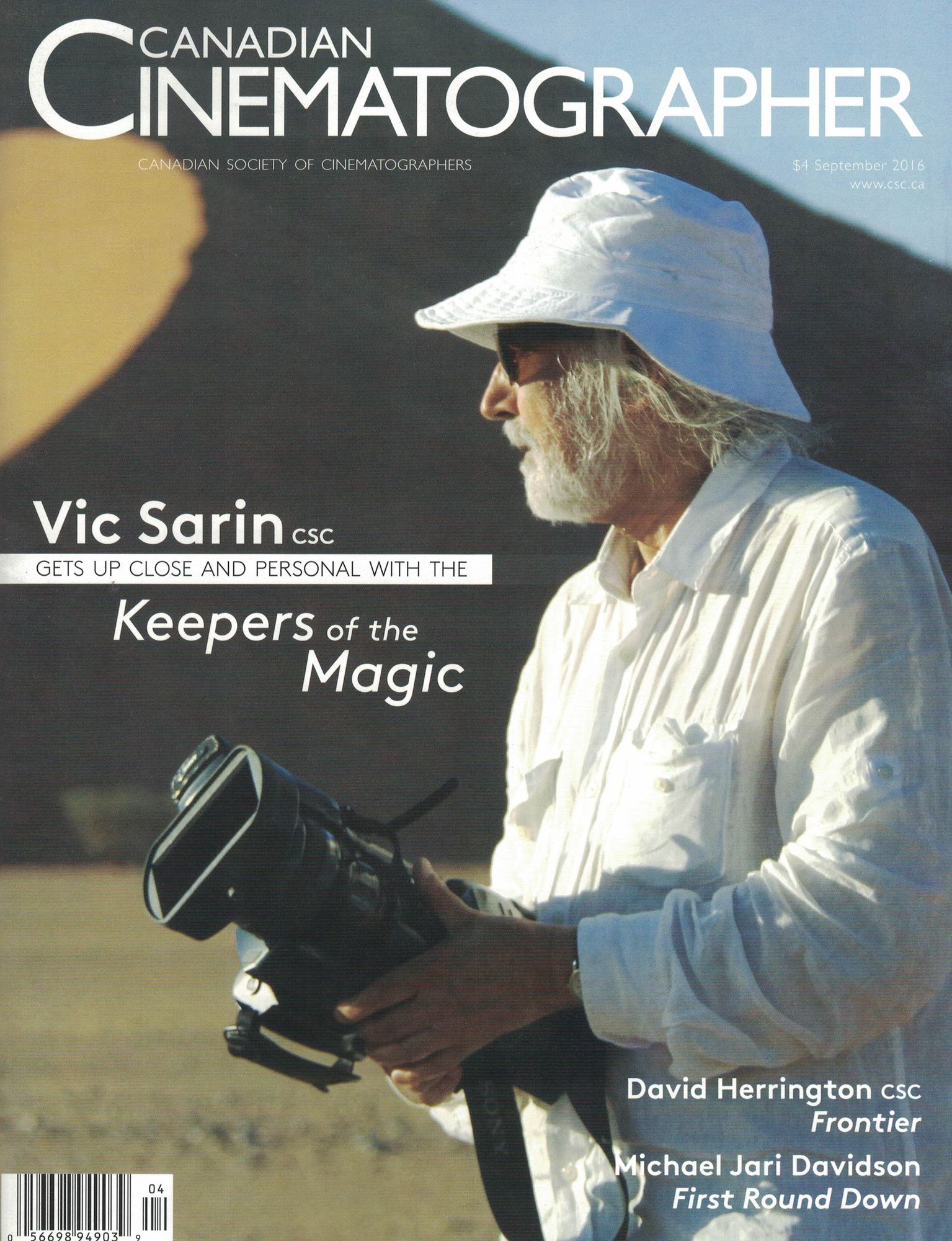 CANADIAN CINEMATOGRAPHER magazine side cover  Vol 8 No  4  September 2016