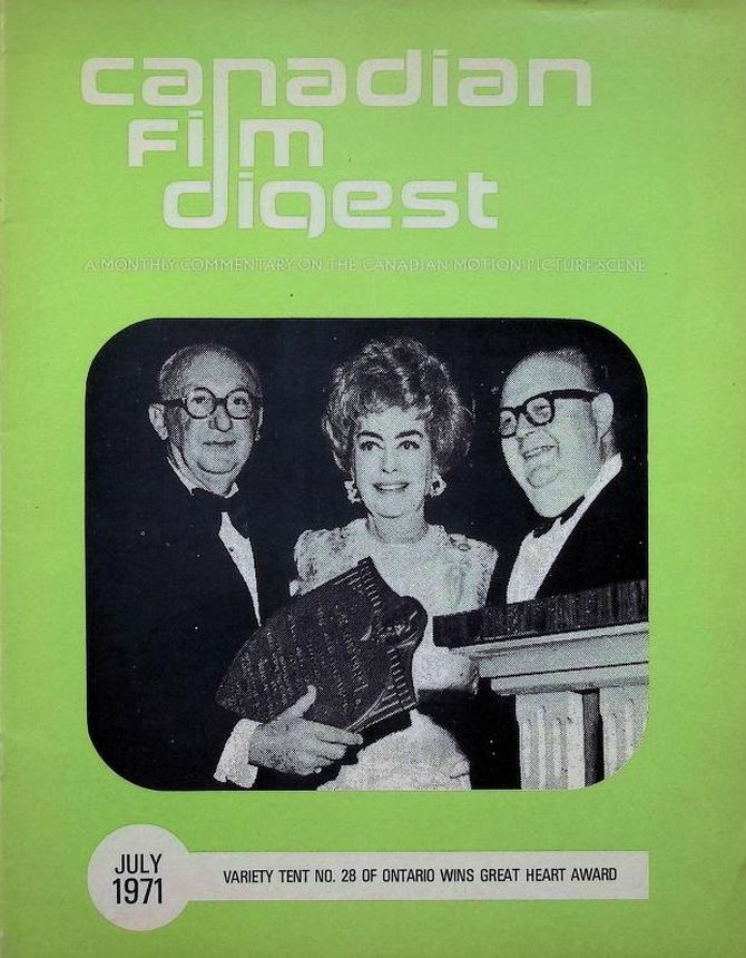 CANADIAN FILM DIGEST magazine side cover  July 1971