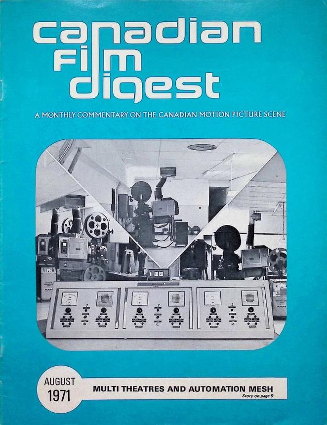 CANADIAN FILM DIGEST magazine side cover  August 1971