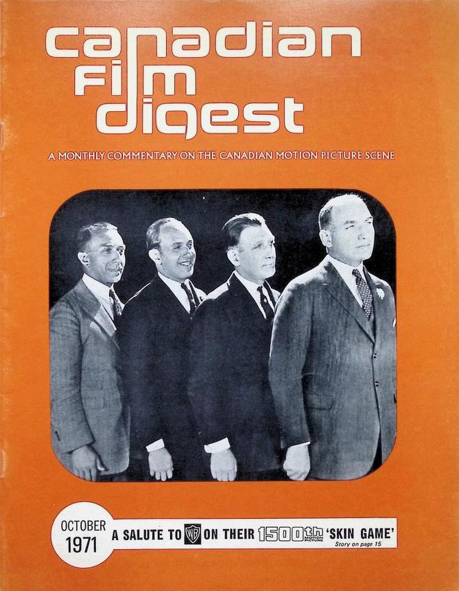 CANADIAN FILM DIGEST magazine side cover  October 1971