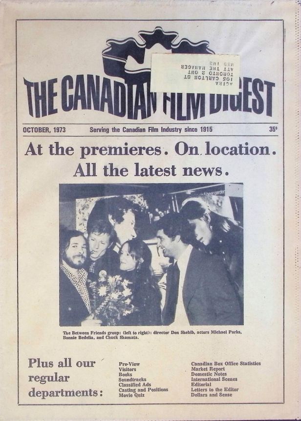 CANADIAN FILM DIGEST magazine side cover  October 1973