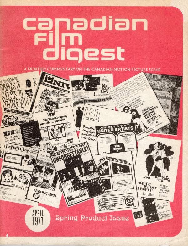 CANADIAN FILM DIGEST magazine side cover  April 1971