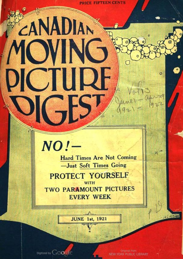 CANADIAN MOVING PICTURE DIGEST magazine side cover 1 June 1921