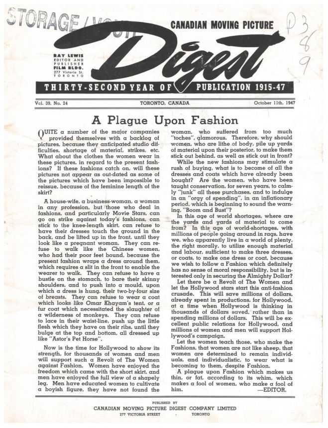 CANADIAN MOVING PICTURE DIGEST magazine side cover 11 October 1947