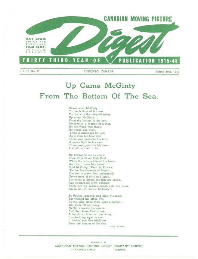 CANADIAN MOVING PICTURE DIGEST magazine side cover 20 March 1948