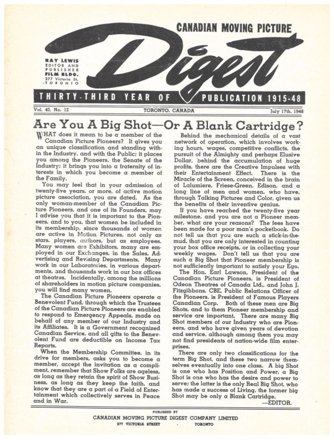 CANADIAN MOVING PICTURE DIGEST magazine side cover 17 July 1948