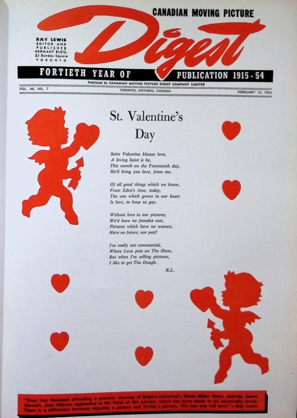 CANADIAN MOVING PICTURE DIGEST magazine side cover 13 February 1954