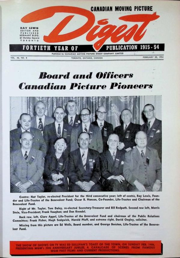CANADIAN MOVING PICTURE DIGEST magazine side cover 20 February 1954