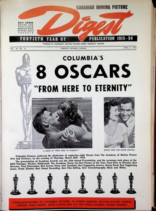 CANADIAN MOVING PICTURE DIGEST magazine side cover 3 April 1954