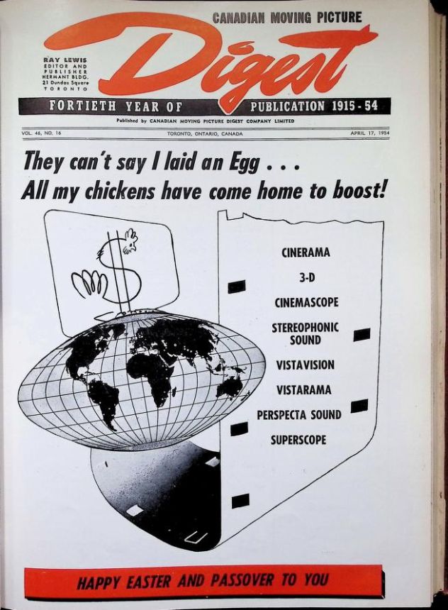 CANADIAN MOVING PICTURE DIGEST magazine side cover 17 April 1954